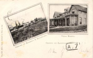 Die Pension Buckman und Villa Maris auf einer Postkarte, die auf den 26. August 1899 datiert wurde.
